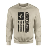 Dance Grandma Vertical Flag on a Sweatshirt with a Black Graphic