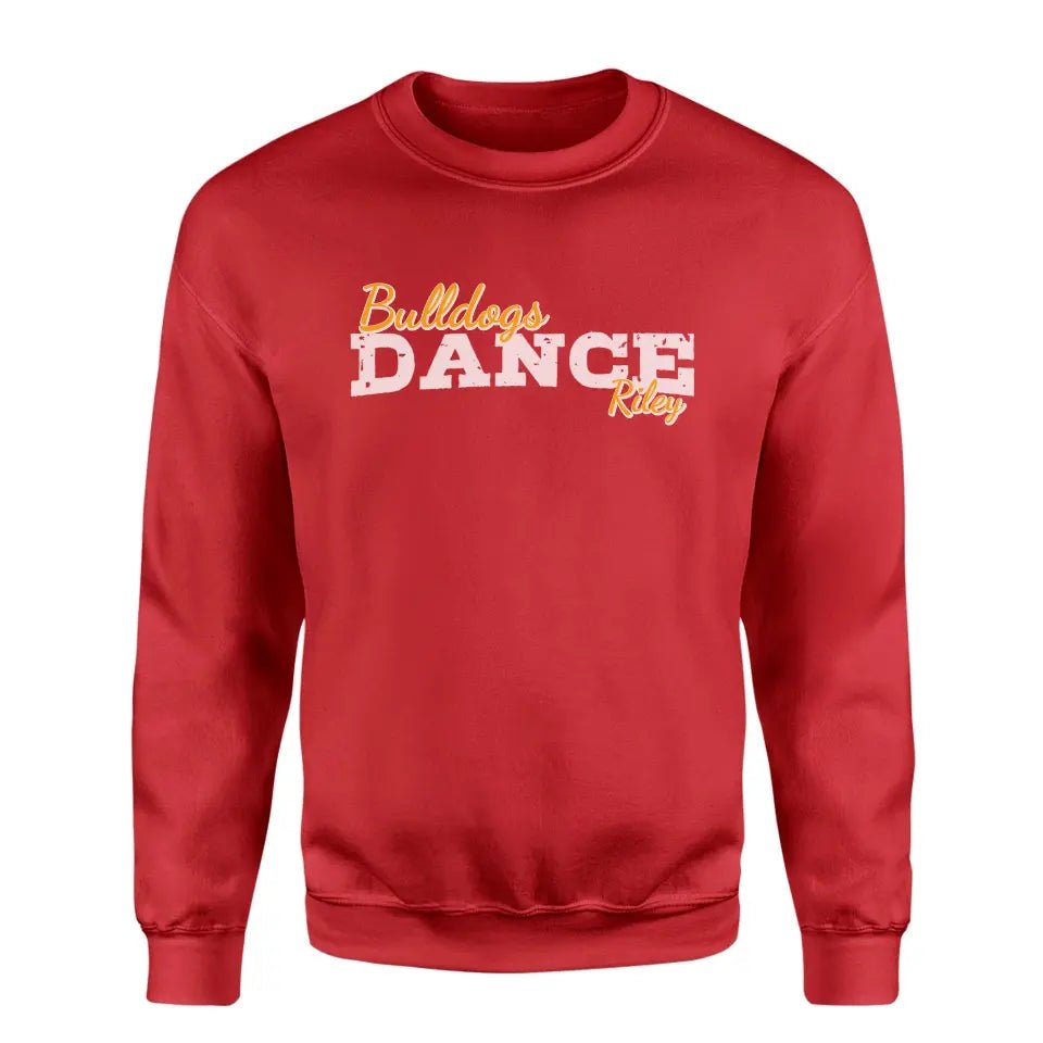 Custom Dance Mascot and Dancer Name on a Sweatshirt with a White Graphic