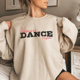 Custom Dance Mascot and Dancer Name on a Sweatshirt with a Black Graphic