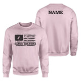 Dance Grandma Horizontal Flag With Dancer Name on a Sweatshirt with a Black Graphic