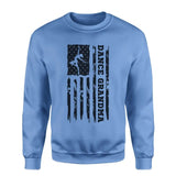 Dance Grandma Vertical Flag on a Sweatshirt with a Black Graphic