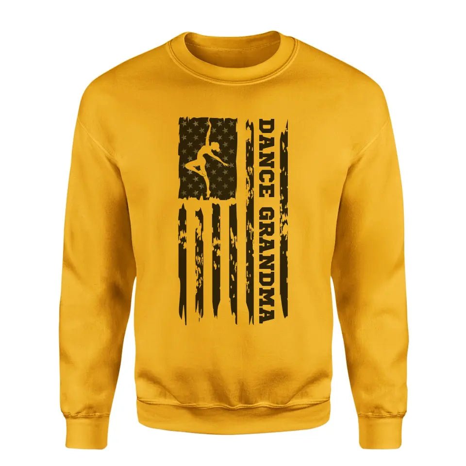 Dance Grandma Vertical Flag on a Sweatshirt with a Black Graphic