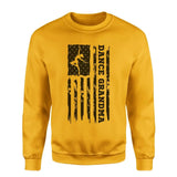 Dance Grandma Vertical Flag on a Sweatshirt with a Black Graphic