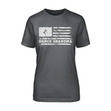 Dance Grandma Horizontal Flag on a Unisex T-Shirt with a White Graphic