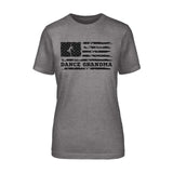 Dance Grandma Horizontal Flag on a Unisex T-Shirt with a Black Graphic