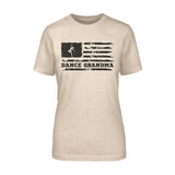 Dance Grandma Horizontal Flag on a Unisex T-Shirt with a Black Graphic