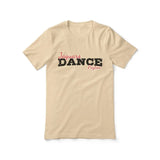 Custom Dance Mascot and Dancer Name on a Unisex T-Shirt with a Black Graphic