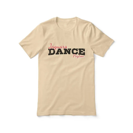 Custom Dance Mascot and Dancer Name on a Unisex T-Shirt with a Black Graphic