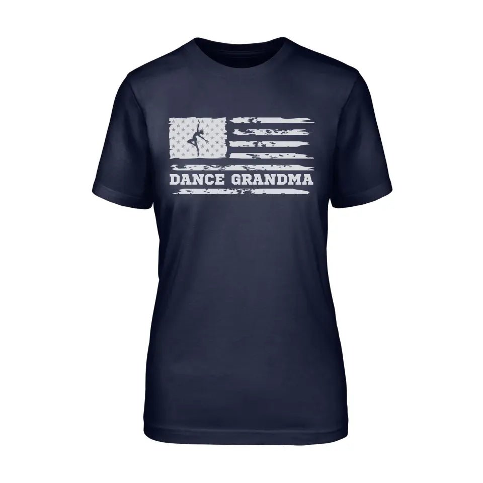 Dance Grandma Horizontal Flag on a Unisex T-Shirt with a White Graphic