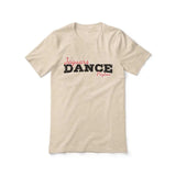 Custom Dance Mascot and Dancer Name on a Unisex T-Shirt with a Black Graphic