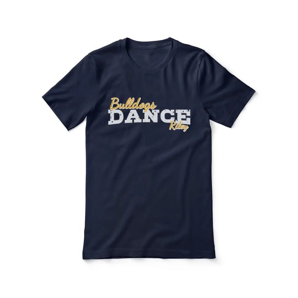 Custom Dance Mascot and Dancer Name on a Unisex T-Shirt with a White Graphic