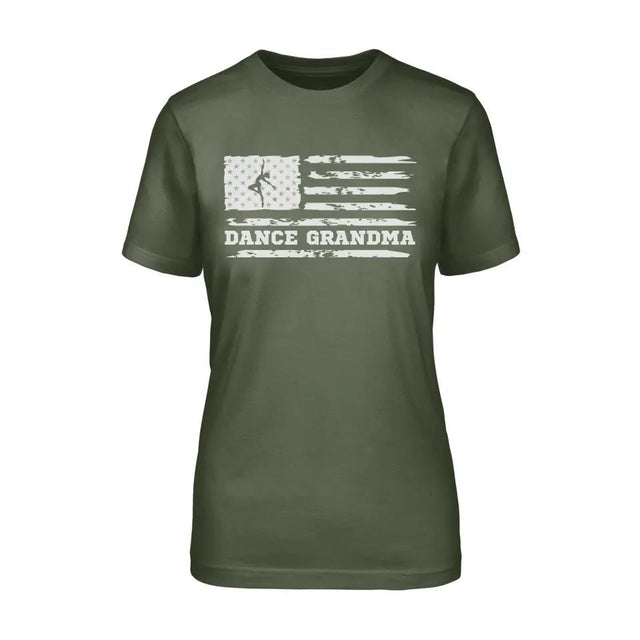 Dance Grandma Horizontal Flag on a Unisex T-Shirt with a White Graphic