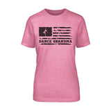 Dance Grandma Horizontal Flag on a Unisex T-Shirt with a Black Graphic