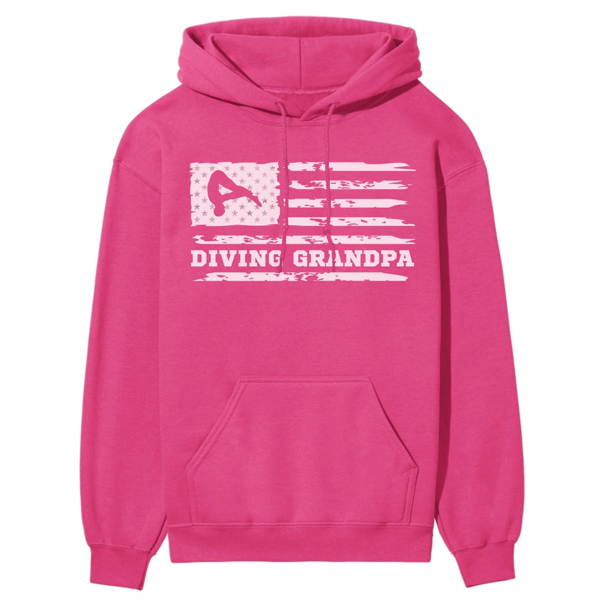 Diving Grandpa Horizontal Flag on a Hoodie with a White Graphic