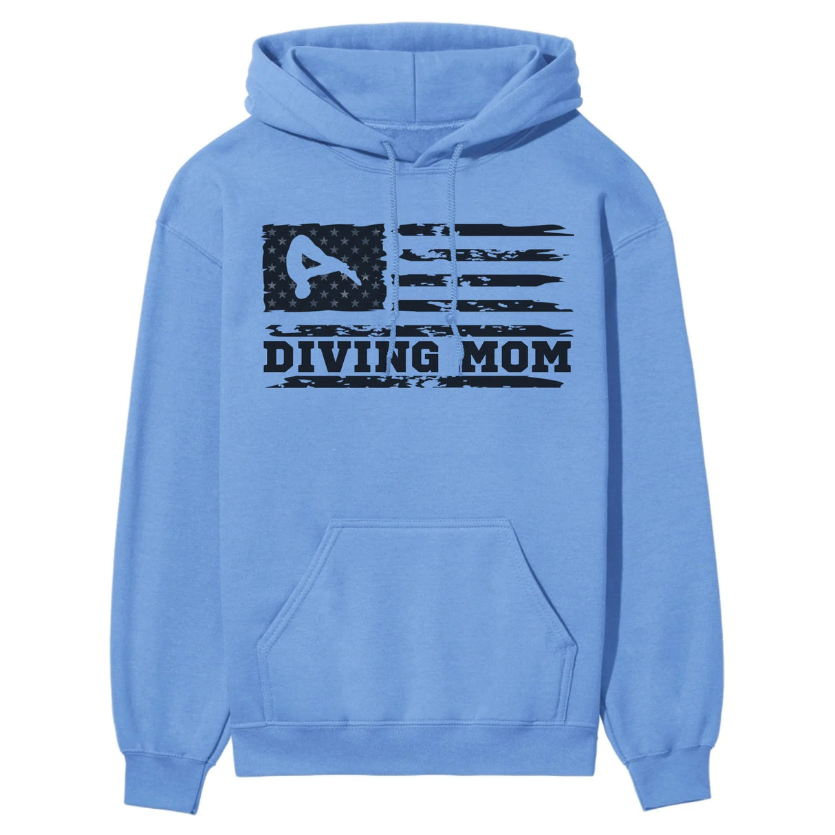 Diving Mom Horizontal Flag on a Hoodie with a Black Graphic