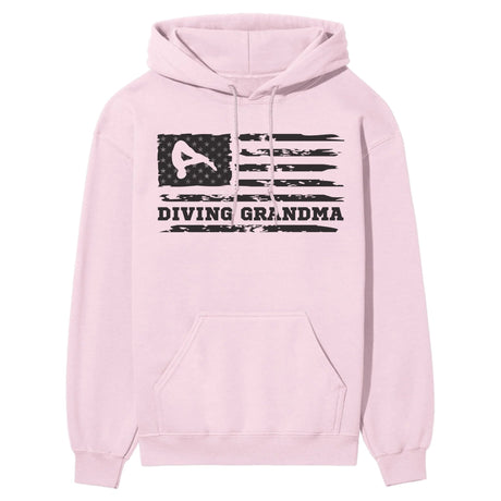 Diving Grandma Horizontal Flag on a Hoodie with a Black Graphic