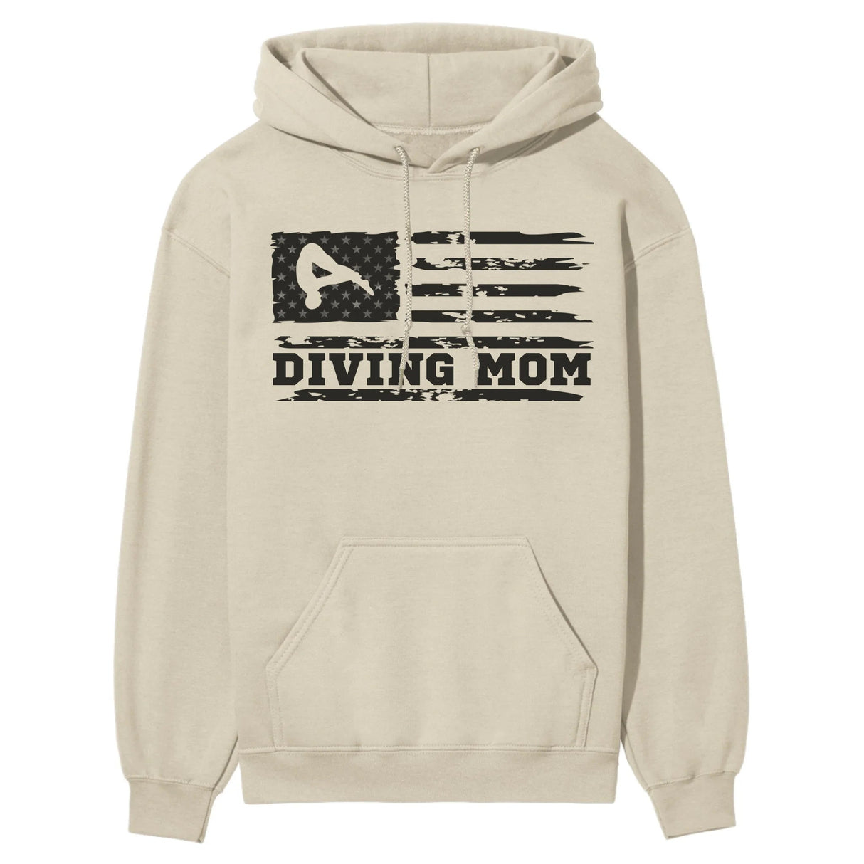 Diving Mom Horizontal Flag on a Hoodie with a Black Graphic