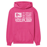 Diving Dad Horizontal Flag on a Hoodie with a White Graphic