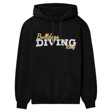 Custom Diving Mascot and Diver Name on a Hoodie with a White Graphic