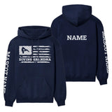 Diving Grandma Horizontal Flag With Diver Name on a Hoodie with a White Graphic