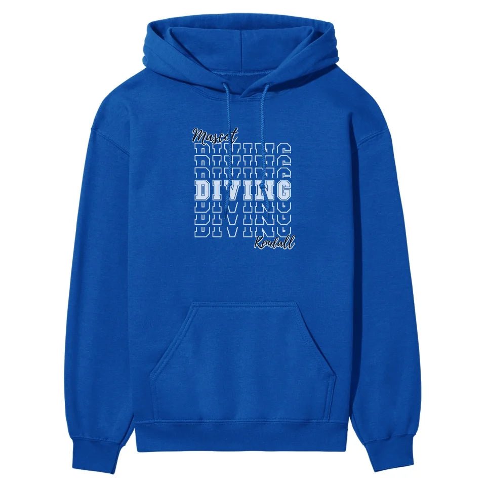 Custom Diving on a Sweatshirt With Mascot and Diver Name on a Hoodie