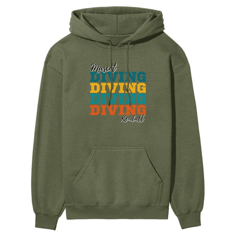 Personalized Diving Diving Diving on a Hoodie With Mascot and Diver Name on a Hoodie