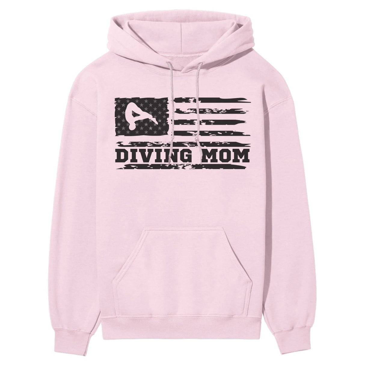 Diving Mom Horizontal Flag on a Hoodie with a Black Graphic