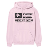 Diving Mom Horizontal Flag on a Hoodie with a Black Graphic