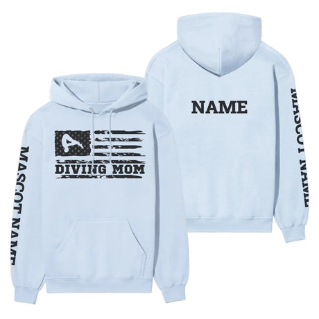 Diving Mom Horizontal Flag With Diver Name on a Hoodie with a Black Graphic