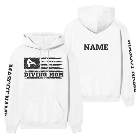 Diving Mom Horizontal Flag With Diver Name on a Hoodie with a Black Graphic