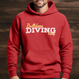 Custom Diving Mascot and Diver Name on a Hoodie with a White Graphic