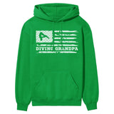 Diving Grandpa Horizontal Flag on a Hoodie with a White Graphic