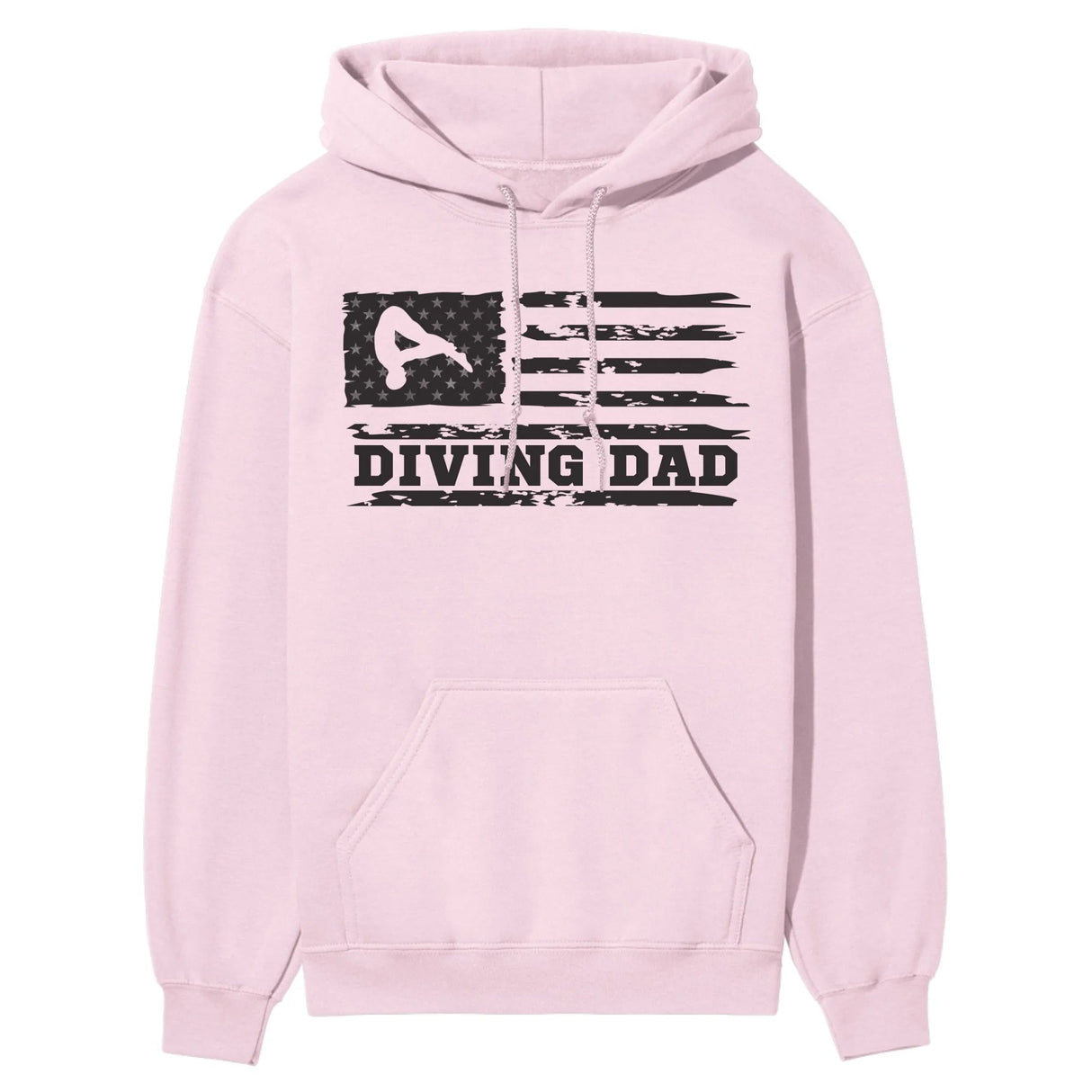 Diving Dad Horizontal Flag on a Hoodie with a Black Graphic