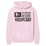 Diving Dad Horizontal Flag on a Hoodie with a Black Graphic