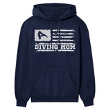 Diving Mom Horizontal Flag on a Hoodie with a White Graphic