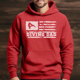 Diving Dad Horizontal Flag on a Hoodie with a White Graphic