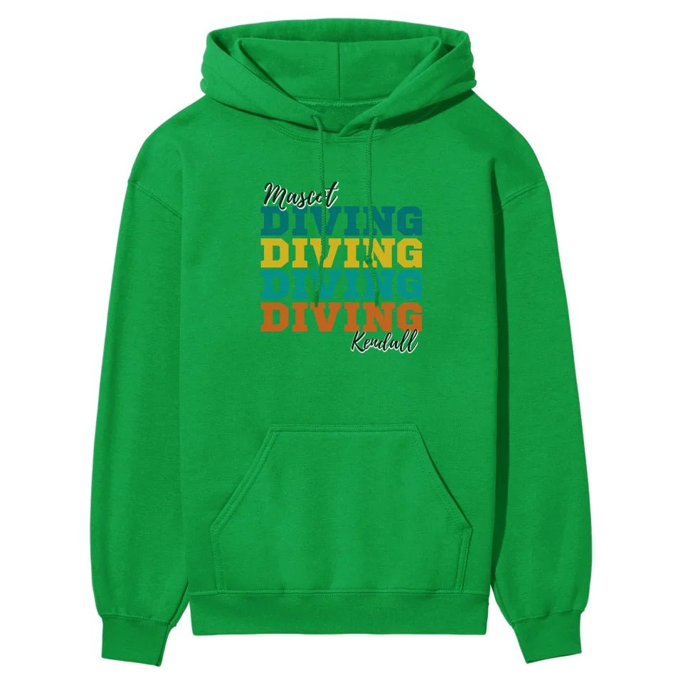 Personalized Diving Diving Diving on a Hoodie With Mascot and Diver Name on a Hoodie