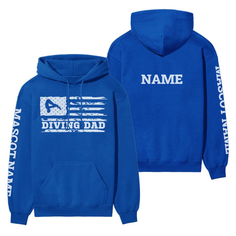 Diving Dad Horizontal Flag With Diver Name on a Hoodie with a White Graphic