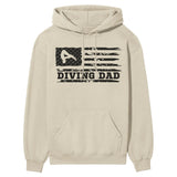 Diving Dad Horizontal Flag on a Hoodie with a Black Graphic