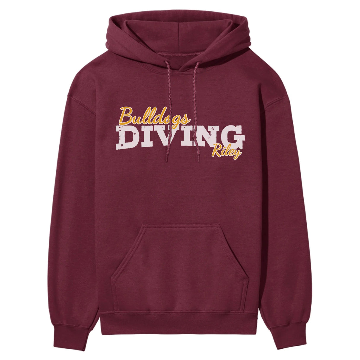 Custom Diving Mascot and Diver Name on a Hoodie with a White Graphic