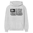 Diving Grandma Horizontal Flag on a Hoodie with a Black Graphic