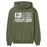 Diving Mom Horizontal Flag on a Hoodie with a White Graphic