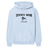 Diving Mom with Diver Icon and Diver Name on a Hoodie with a Black Graphic