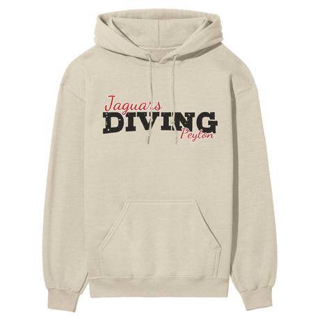 Custom Diving Mascot and Diver Name on a Hoodie with a Black Graphic