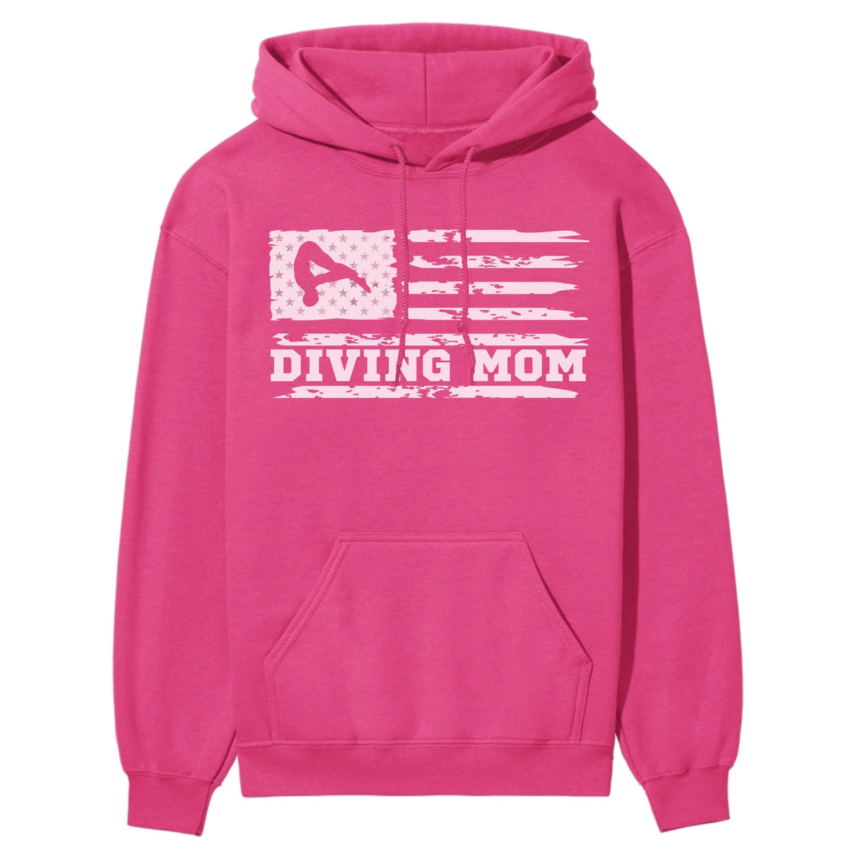 Diving Mom Horizontal Flag on a Hoodie with a White Graphic