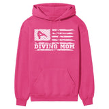 Diving Mom Horizontal Flag on a Hoodie with a White Graphic