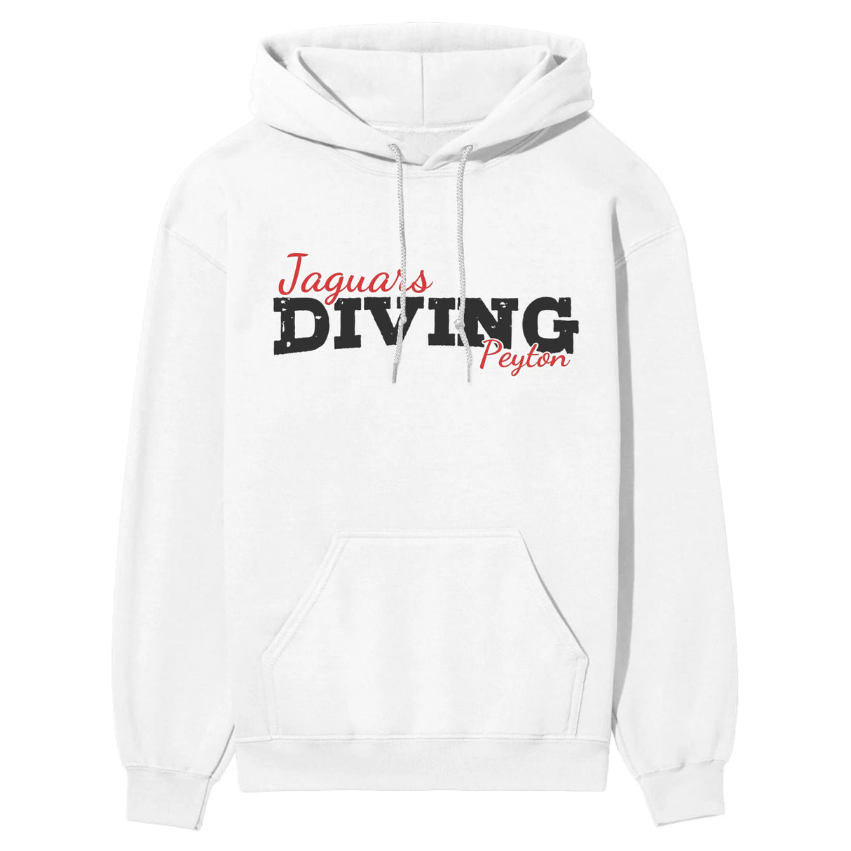 Custom Diving Mascot and Diver Name on a Hoodie with a Black Graphic