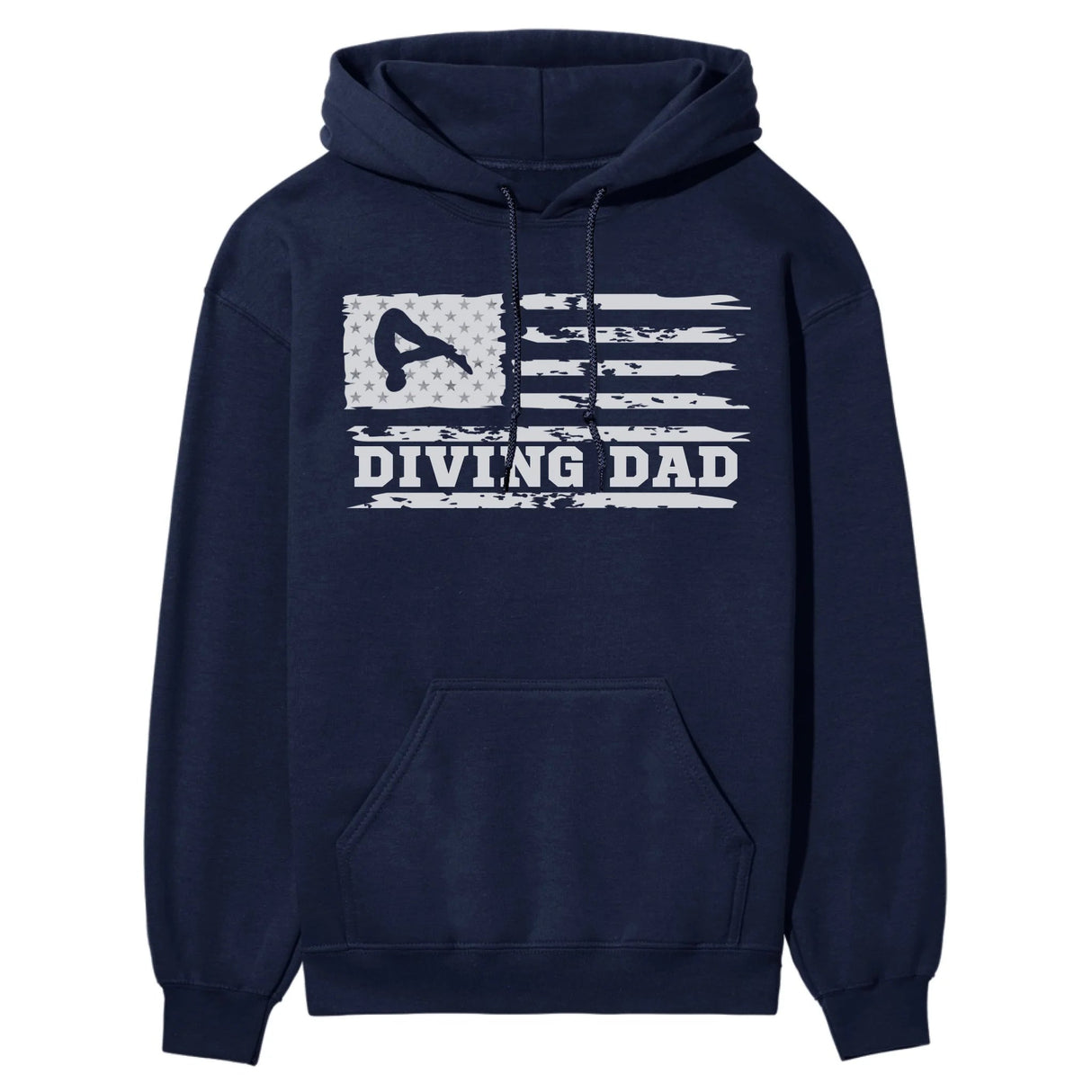 Diving Dad Horizontal Flag on a Hoodie with a White Graphic