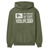 Diving Dad Horizontal Flag on a Hoodie with a White Graphic