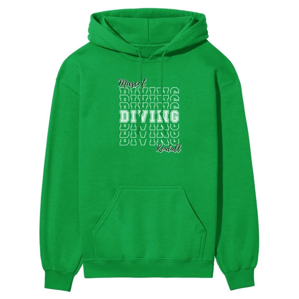 Custom Diving on a Sweatshirt With Mascot and Diver Name on a Hoodie